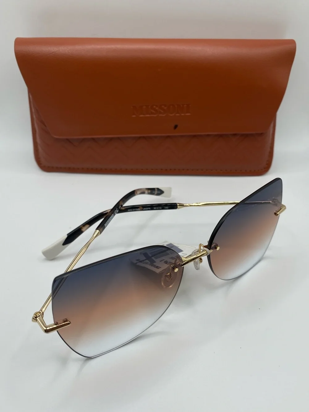 Missoni MIS 0119/S 0J5G-PR Gold Gray Sh Brown 60-15-140 Rimless Sunglasses